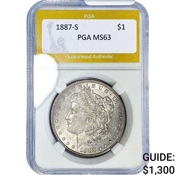 1887-S Morgan Silver Dollar PGA MS63