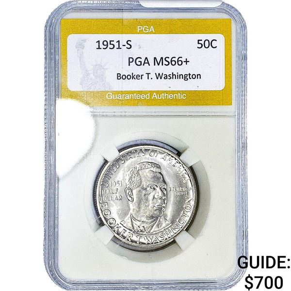 1951-S Booker T Half Dollar PGA MS66+
