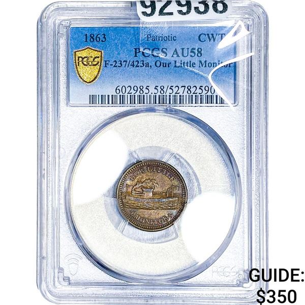 1863 Civil War Toke Our Little Moniter PCGS AU58