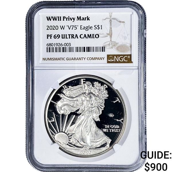 2020 W 'V75' Silver Eagle NGC PF69 Ultra Cameo