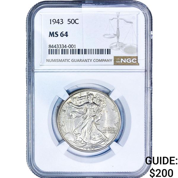 1943 Walking Liberty Half Dollar NGC MS64