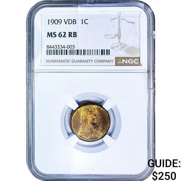 1909 VDB Wheat Cent NGC MS62 RB