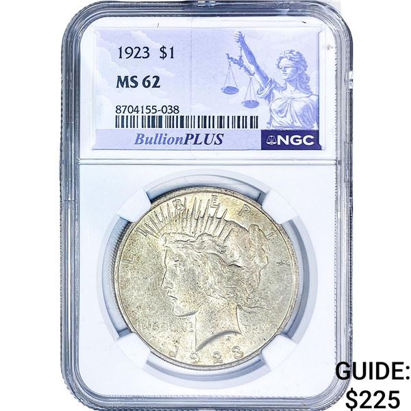 1923 Silver Peace Dollar NGC MS62
