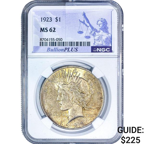 1923 Silver Peace Dollar NGC MS62