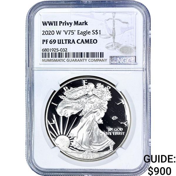 2020 W 'V75' Silver Eagle NGC PF69 WWII Privy Mark