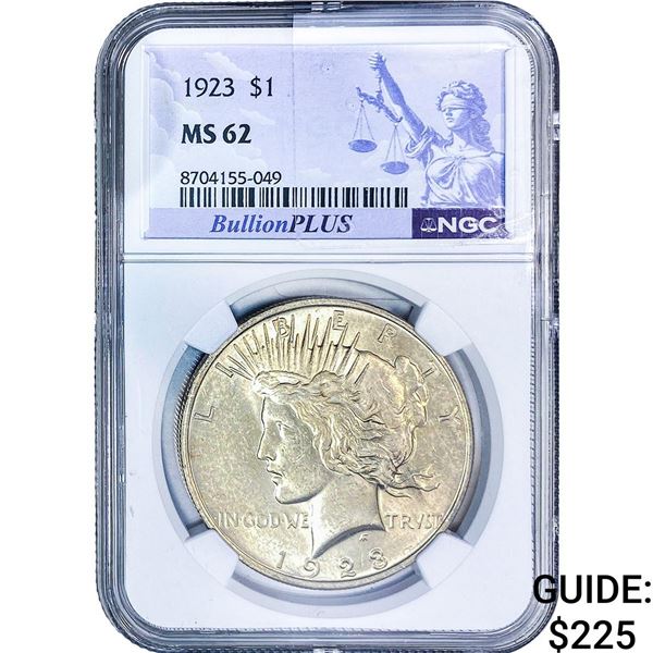 1923 Silver Peace Dollar NGC MS62