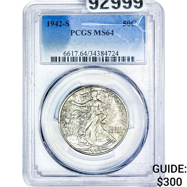 1942-S Walking Liberty Half Dollar PCGS MS64
