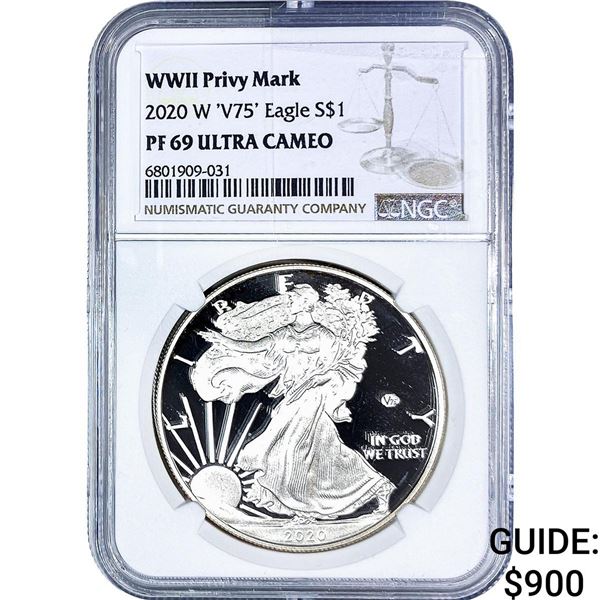 2020 W 'V75' Silver Eagle NGC PF69 Ultra Cameo