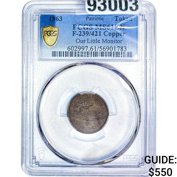 1863 Copper Patriotic Token Our Little Monitor