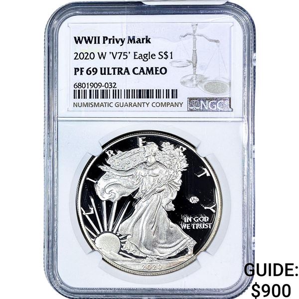 2020 W 'V75' Silver Eagle NGC PF69 WWII Privy Mark