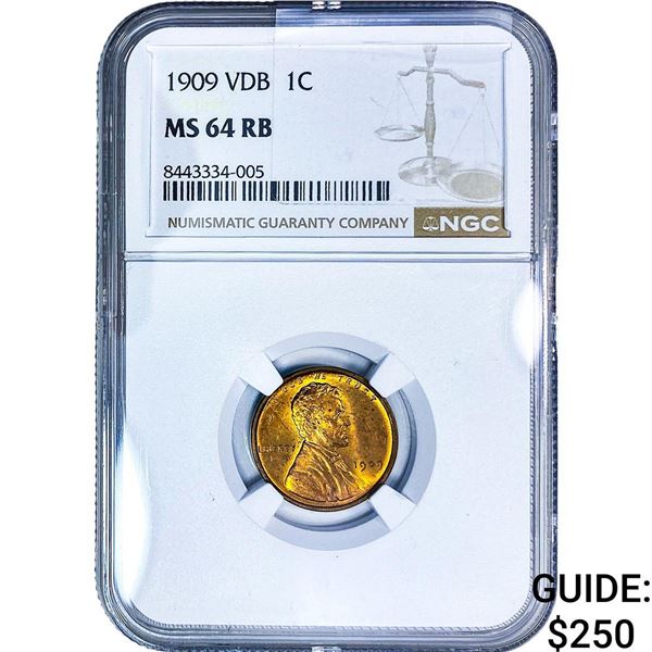 1909 VDB Wheat Cent NGC MS64 RB