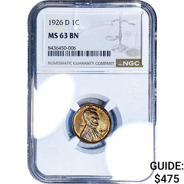 1926-D Wheat Cent NGC MS63 BN