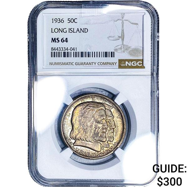 1936 Long Island Half Dollar NGC MS64
