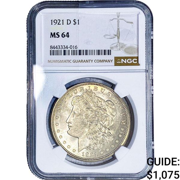 1921-D Morgan Silver Dollar NGC MS64