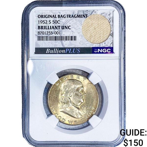 1952-S Franklin Half Dollar NGC BU Orig. Bag Frag.