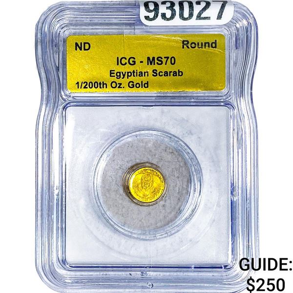 Egyptian 1/200th oz Gold Scarab ICG