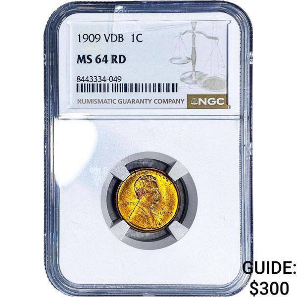 1909 VDB Wheat Cent NGC MS64 RD