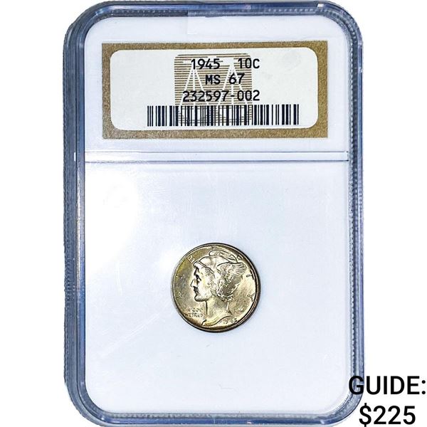 1945 Mercury Silver Dime NGC MS67