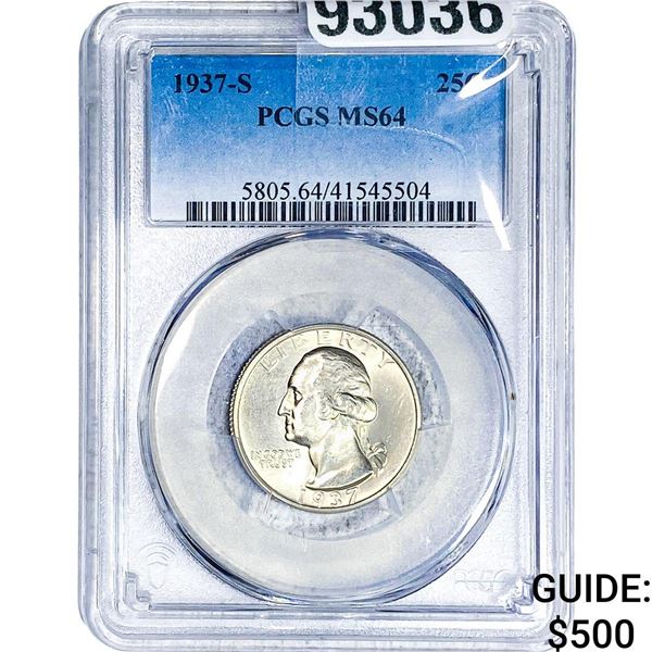1937-S Washington Silver Quarter PCGS MS64