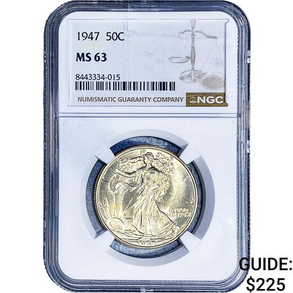 1947 Walking Liberty Half Dollar NGC MS63