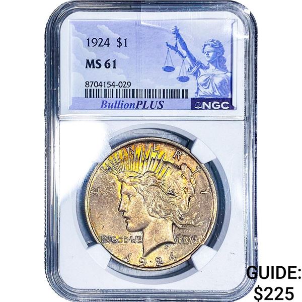 1924 Silver Peace Dollar NGC MS61