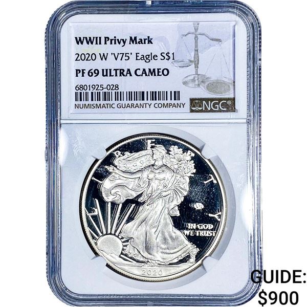 2020 W 'V75' Silver Eagle NGC PF69 Ultra Cameo