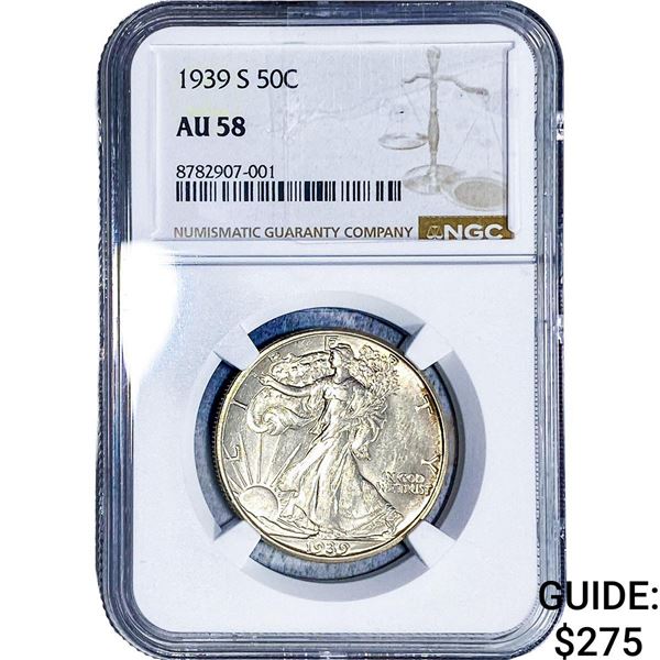 1939-S Walking Liberty Half Dollar NGC AU58