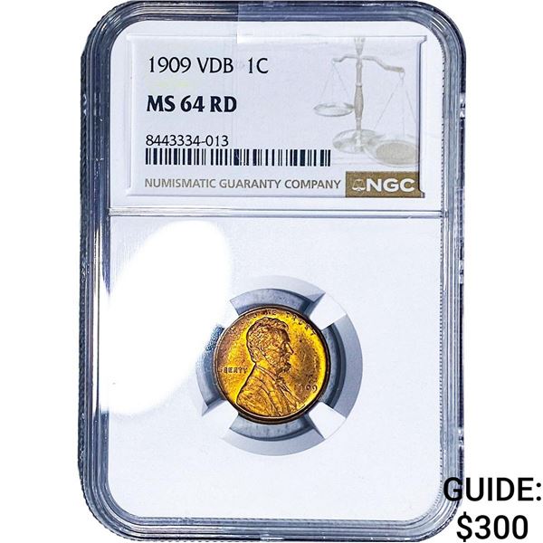 1909 VDB Wheat Cent NGC MS64 RD