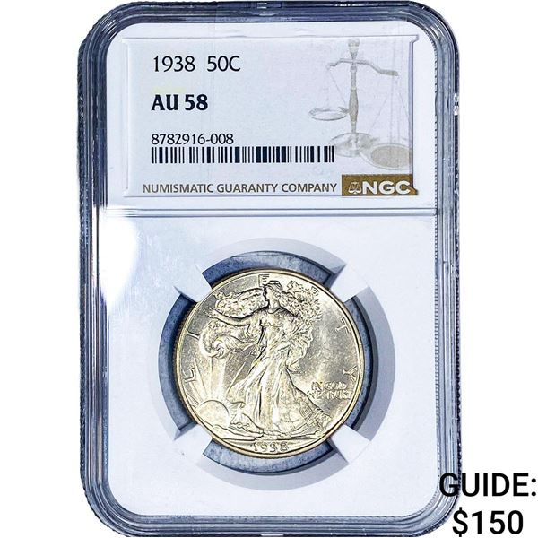 1938 Walking Liberty Half Dollar NGC AU58