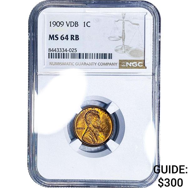 1909 VDB Wheat Cent NGC MS64 RB