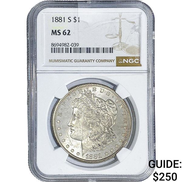 1881-S Morgan Silver Dollar NGC MS62
