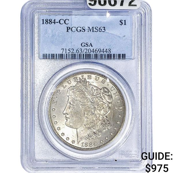 1884-CC Morgan Silver Dollar PCGS MS63