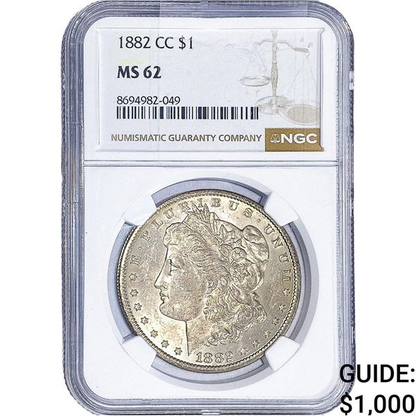 1882-CC Morgan Silver Dollar NGC MS62