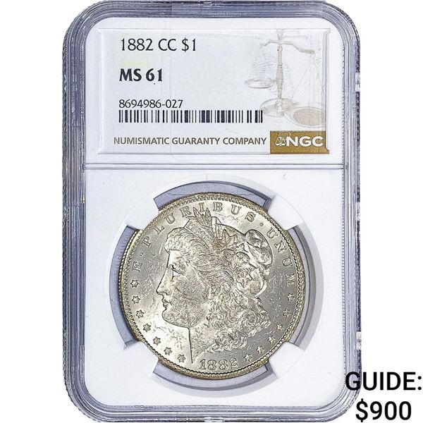 1882-CC Morgan Silver Dollar NGC MS61