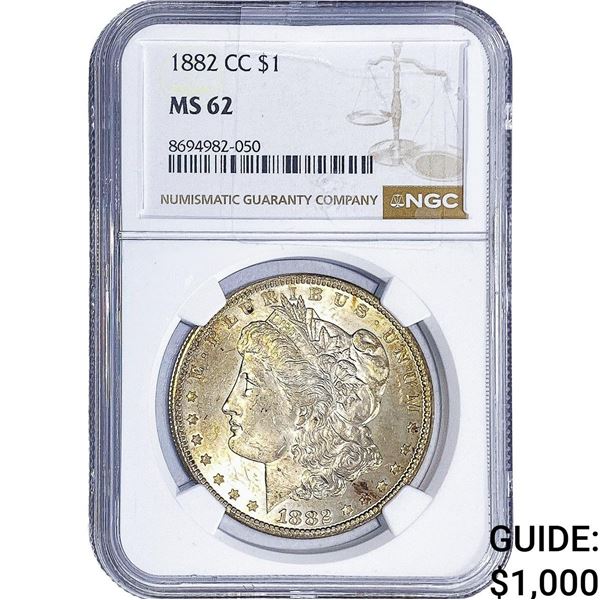 1882-CC Morgan Silver Dollar NGC MS62