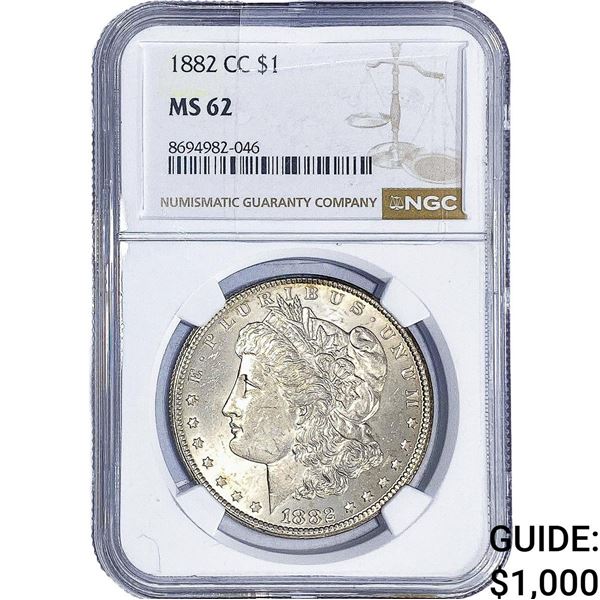 1882-CC Morgan Silver Dollar NGC MS62