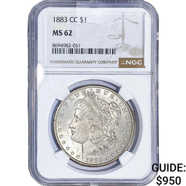 1883-CC Morgan Silver Dollar NGC MS62