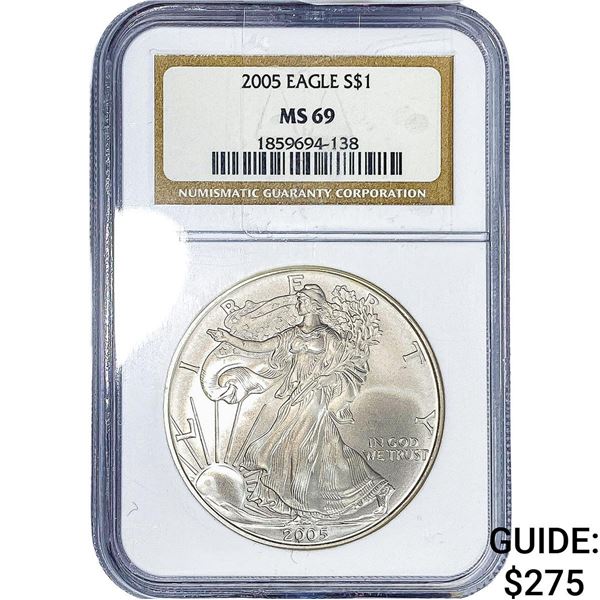 2005 Silver Eagle NGC MS69