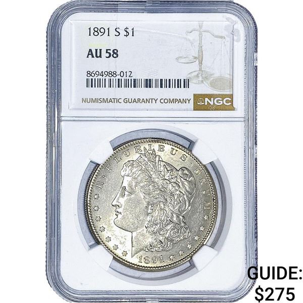 1891-S Morgan Silver Dollar NGC AU58