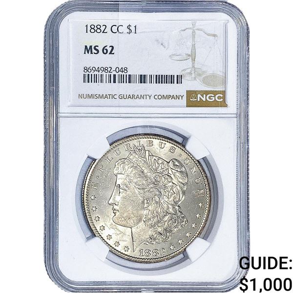 1882-CC Morgan Silver Dollar NGC MS62