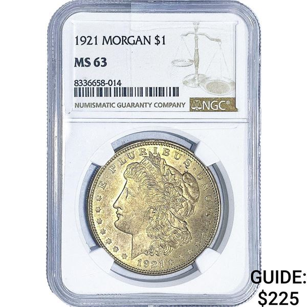 1921 Morgan Silver Dollar NGC MS63