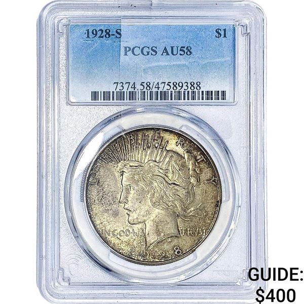 1928-S Silver Peace Dollar PCGS AU58