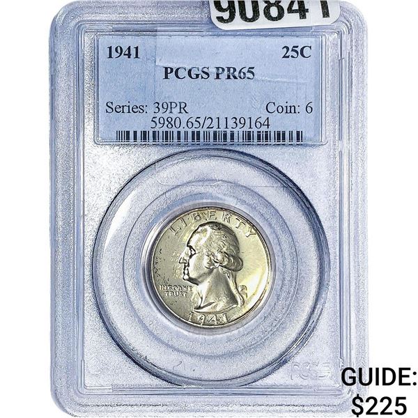 1941 Washington Silver Quarter PCGS PR65