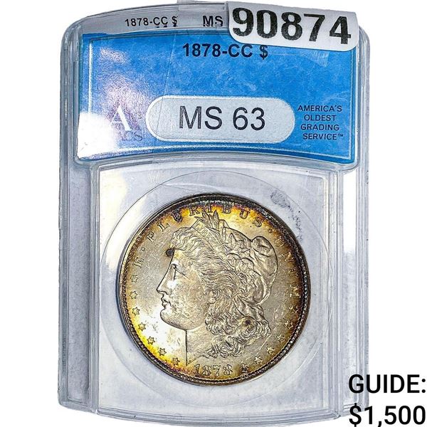 1878-CC Morgan Silver Dollar ANACS MS63