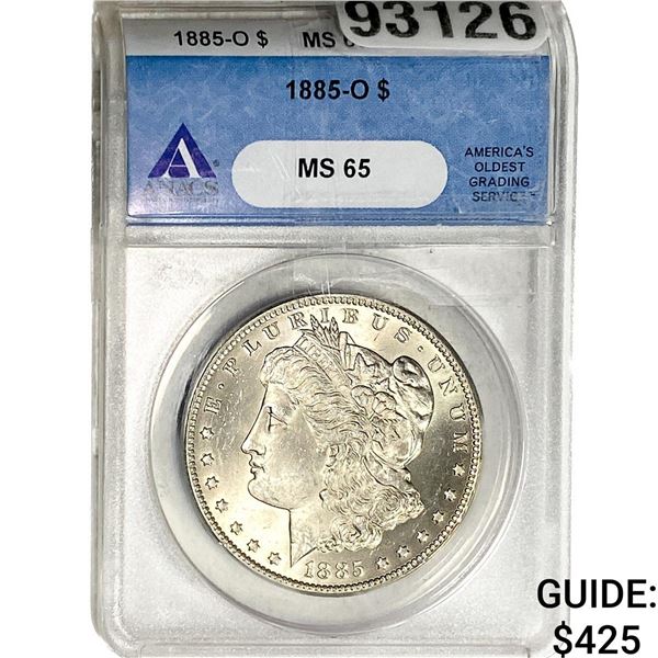 1885-O Morgan Silver Dollar ANACS MS65