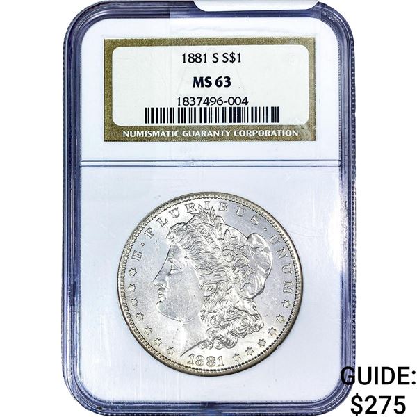 1881-S Mercury Silver Dollar NGC MS63