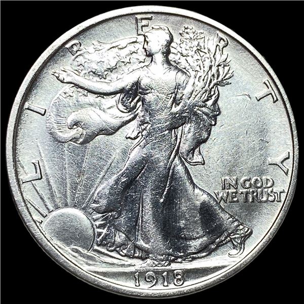 1918-D Silver Walking Liberty Half Dollar NEARLY UNCIRCULATED