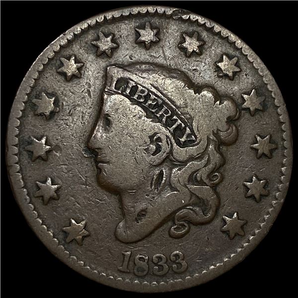 1833 Coronet Head Large Cent NICELY CIRCULATED