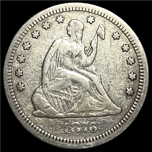 1876-CC Silver Seated Liberty Quarter NEARLY UNCIRCULATED