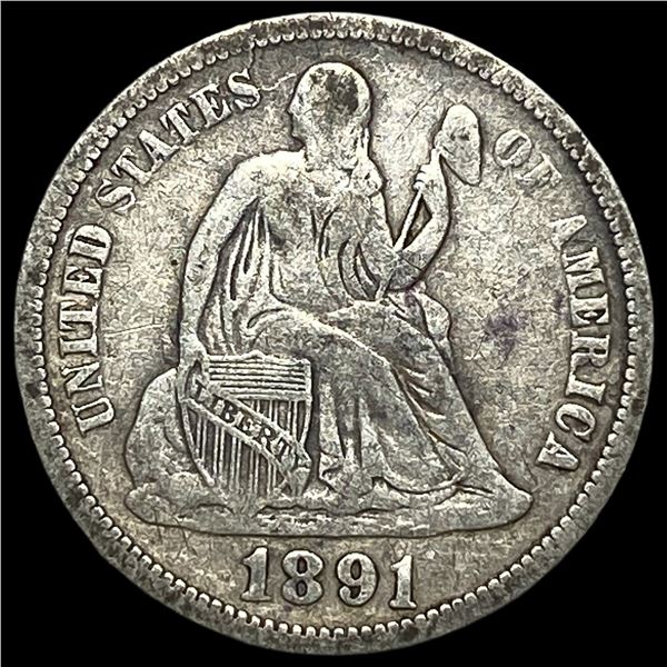 1891-O Silver Seated Liberty Dime LIGHTLY CIRCULATED